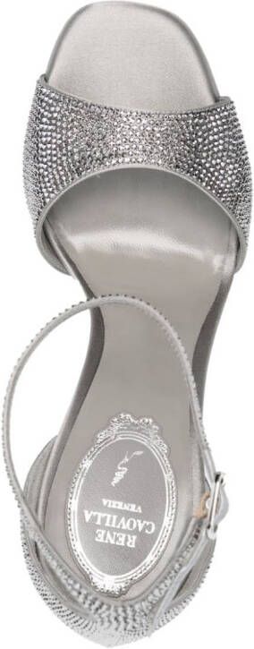 René Caovilla crystal-embellished leather sandals Grey