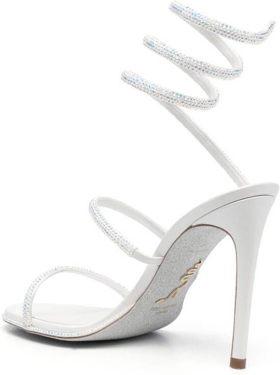 René Caovilla crystal-embellished leather sandals Neutrals