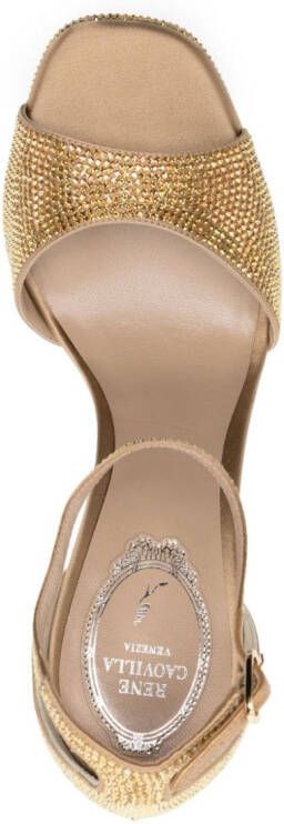 René Caovilla crystal-embellished peep-toe sandals Gold