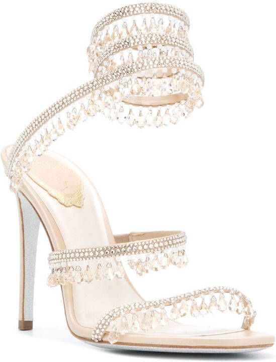 René Caovilla crystal-embellished sandals Neutrals