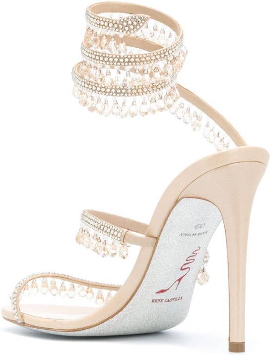 René Caovilla crystal-embellished sandals Neutrals