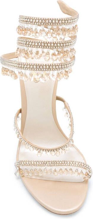 René Caovilla crystal-embellished sandals Neutrals