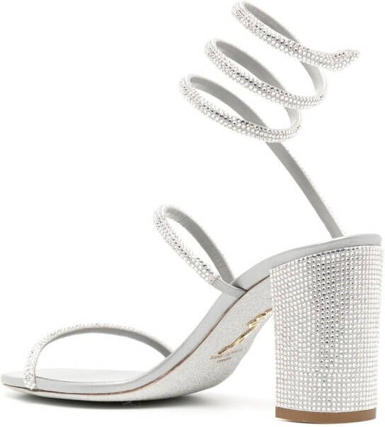 René Caovilla crystal embellished sandals Silver