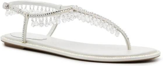 René Caovilla crystal-embellished sandals White