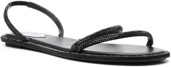 René Caovilla crystal-embellished slingback sandals Black