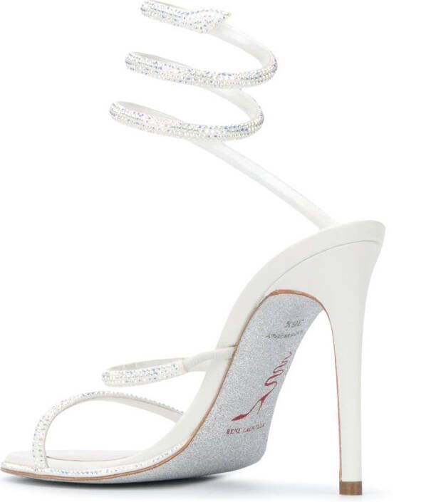 René Caovilla crystal-embellished spiral sandals White