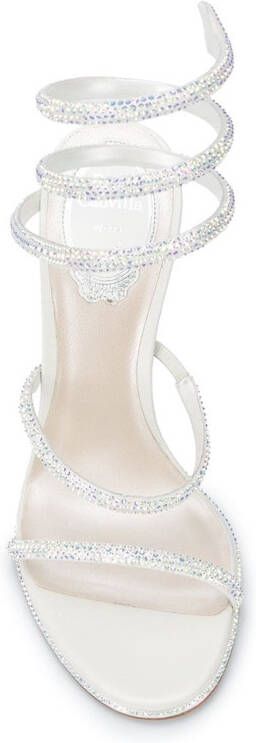 René Caovilla crystal-embellished spiral sandals White