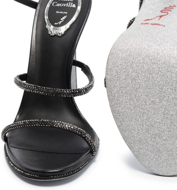 René Caovilla crystal-embellished strap-detail sandals Black