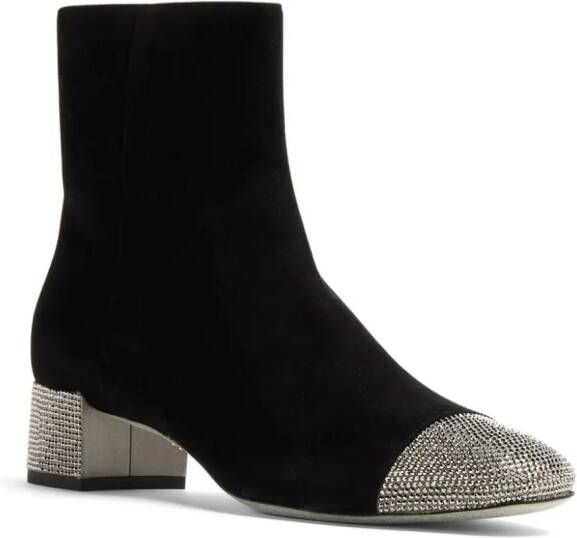 René Caovilla crystal-embellished suede boots Black
