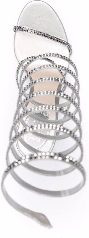 René Caovilla crystal embellished wrap around sandals Grey