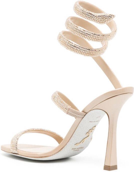 René Caovilla crystal-embellished wraparound sandals Gold