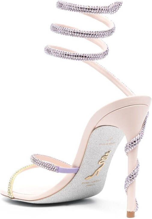 René Caovilla crystal-embellished wraparound sandals Purple