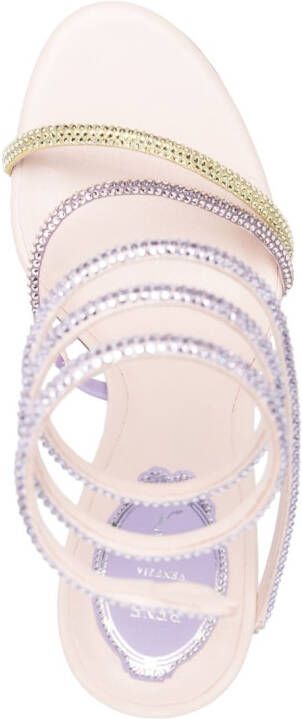 René Caovilla crystal-embellished wraparound sandals Purple