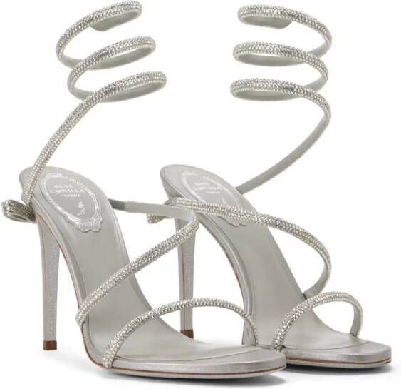 René Caovilla crystal-embellished wraparound sandals Silver