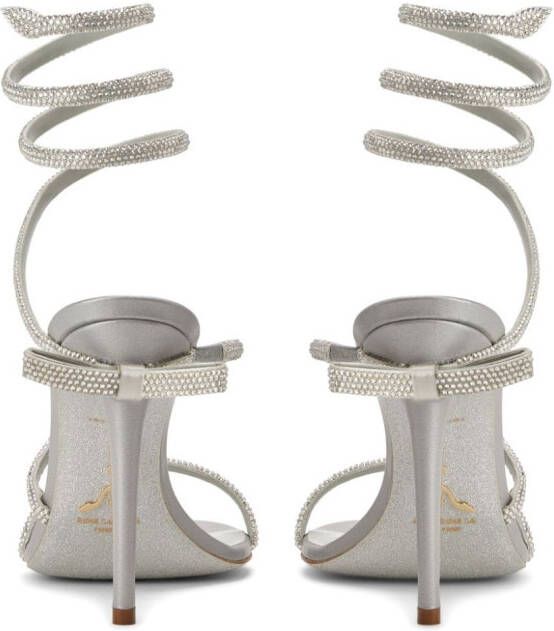 René Caovilla crystal-embellished wraparound sandals Silver