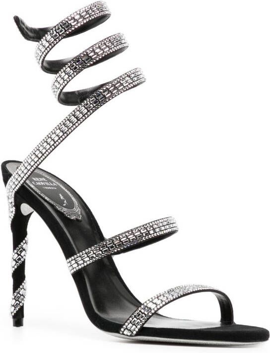 René Caovilla crystal-embellished wraparound-style sandals Black