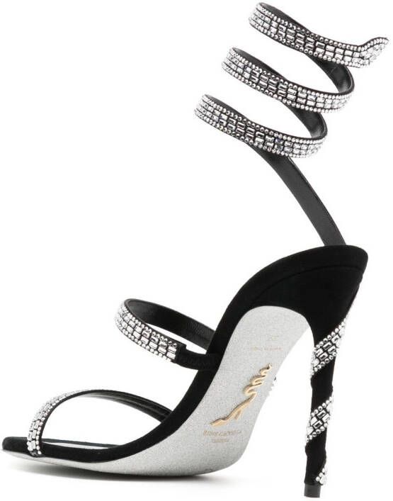 René Caovilla crystal-embellished wraparound-style sandals Black