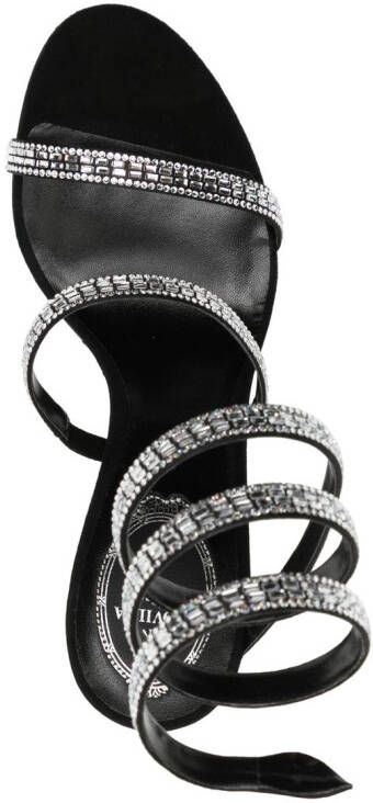 René Caovilla crystal-embellished wraparound-style sandals Black