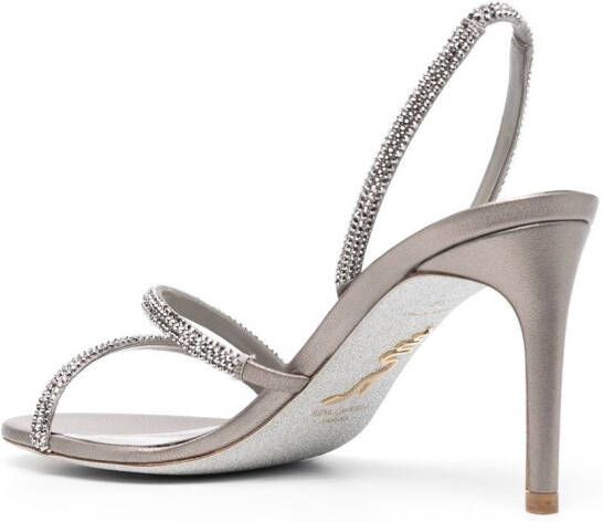 René Caovilla crystal-embellishment 88mm sandals Grey