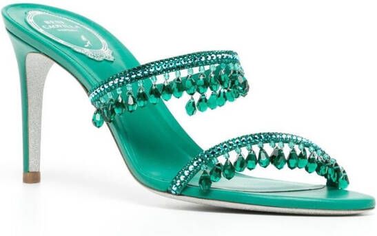 René Caovilla crystal-strap 85mm sandals Green