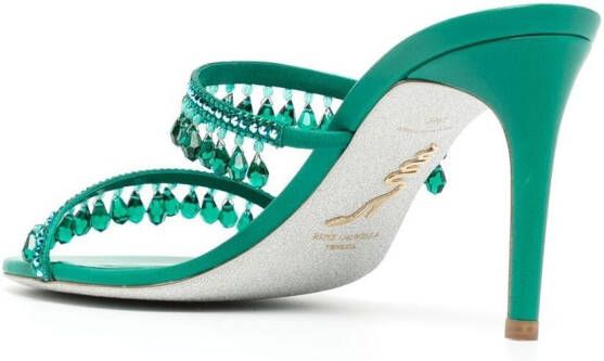 René Caovilla crystal-strap 85mm sandals Green