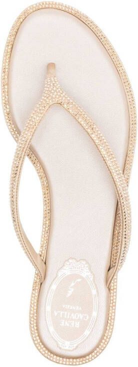 René Caovilla crystal thong-strap sandals Gold