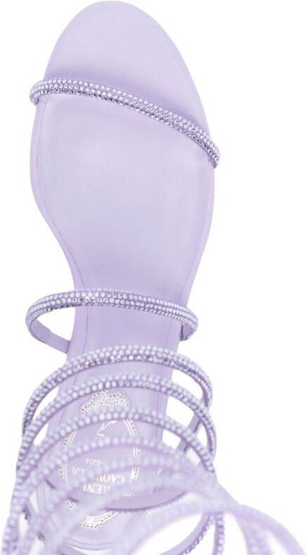 René Caovilla crystal wrap-strap sandals Purple
