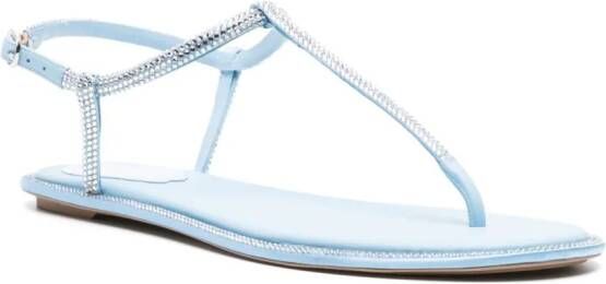 René Caovilla Diana crystal-embellished flat sandals Blue