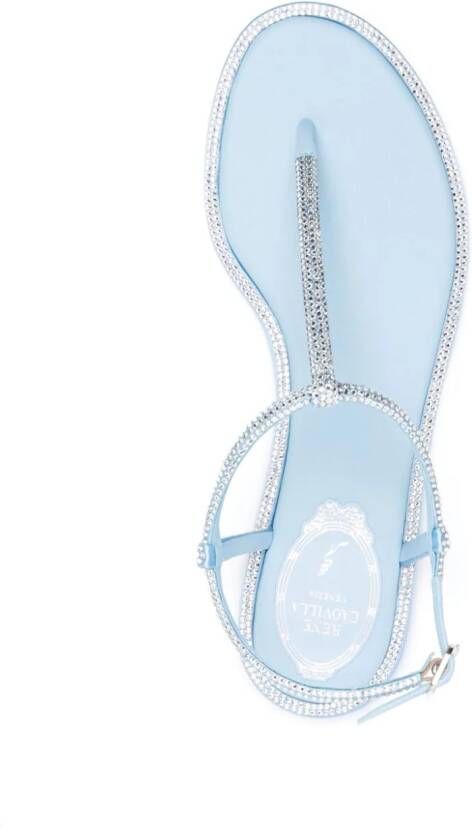 René Caovilla Diana crystal-embellished flat sandals Blue