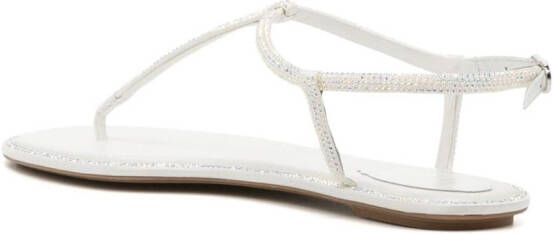 René Caovilla Diana leather open-toe sandals White