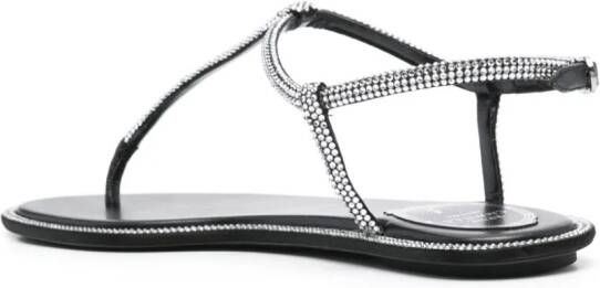 René Caovilla Diana rhinestone-embellished flat sandals Black