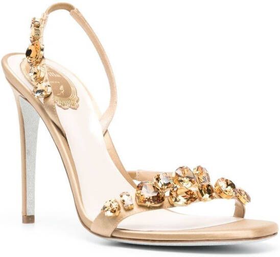 René Caovilla embellished 105mm slingback sandals Gold