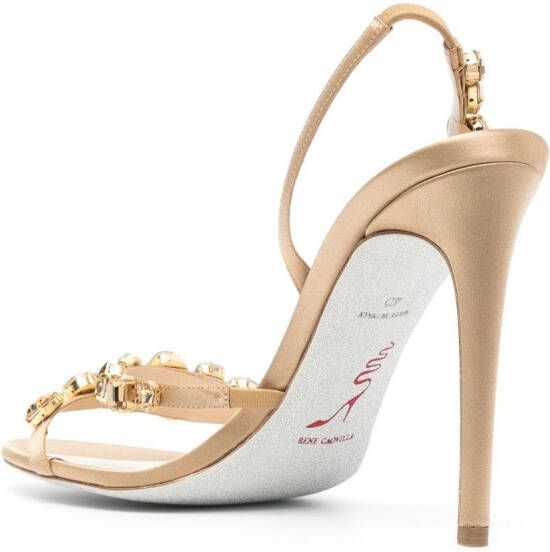 René Caovilla embellished 105mm slingback sandals Gold