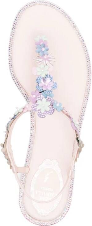 René Caovilla floral-appliqué leather sandals Pink