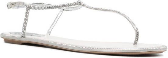 René Caovilla gem-studded T-bar sandals Silver