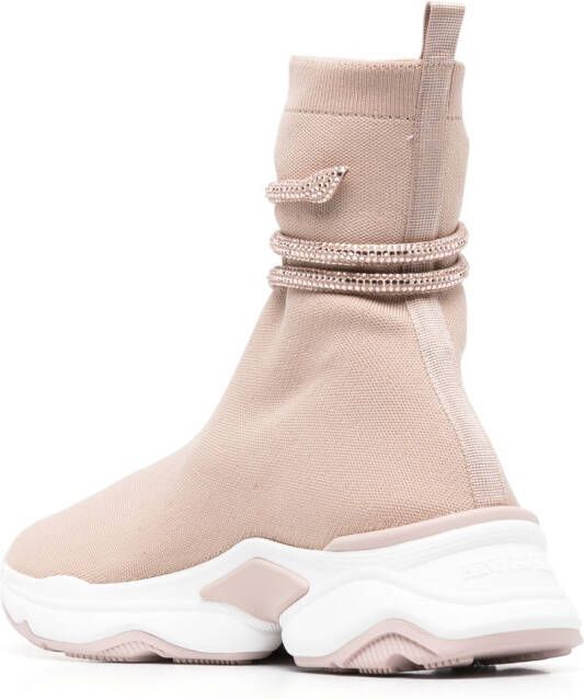 René Caovilla glitter-wrap sock-ankle sneakers Neutrals