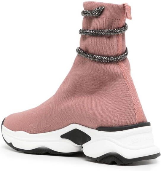 René Caovilla glitter-wrap sock-ankle sneakers Pink