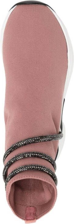 René Caovilla glitter-wrap sock-ankle sneakers Pink