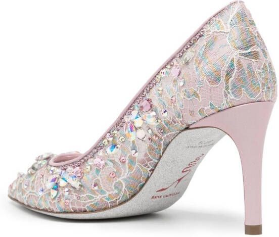 René Caovilla Hina lace-embellished pumps Pink