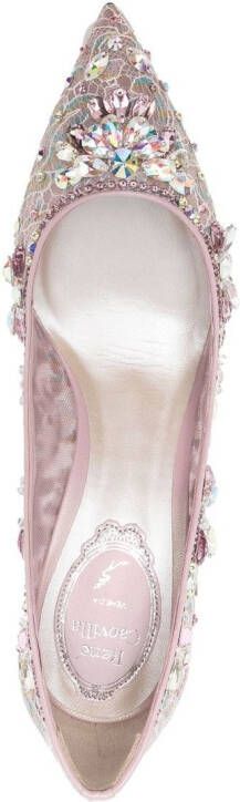 René Caovilla Hina lace-embellished pumps Pink