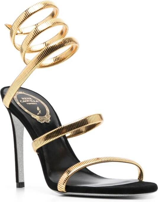 René Caovilla Juniper 110mm coiled-strap suede sandals Gold