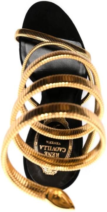 René Caovilla Juniper 110mm coiled-strap suede sandals Gold