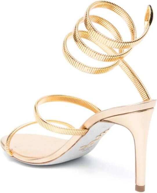 René Caovilla Juniper 80mm snake-chain sandals Gold