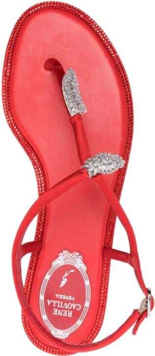 René Caovilla Katy crystal-embellished sandals Red