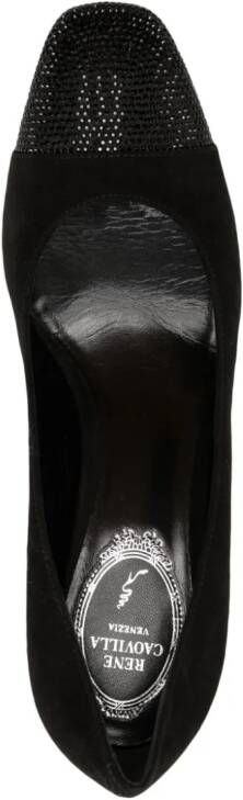 René Caovilla Kristen 75mm rhinestone-embellished suede pumps Black