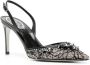 René Caovilla lace embellished crystal sling back sandals Black - Thumbnail 2