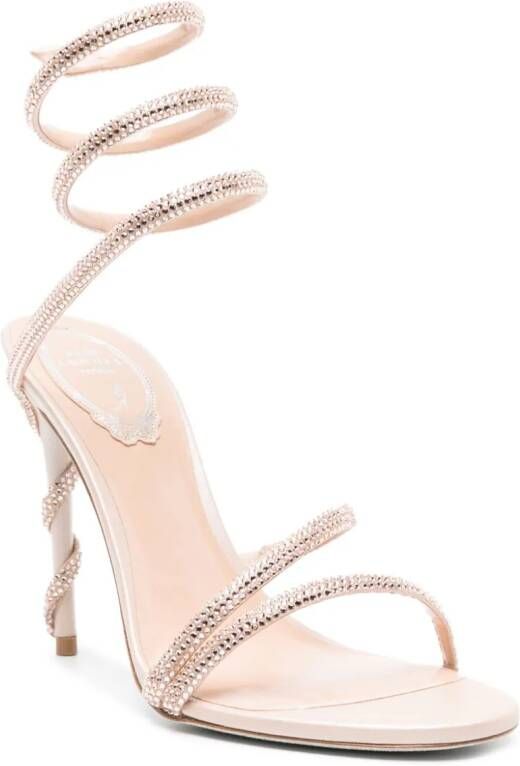 René Caovilla Margot 105mm crystal sandals Neutrals