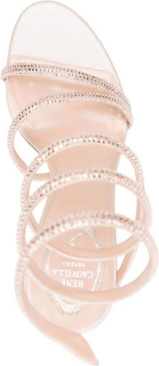 René Caovilla Margot 105mm crystal sandals Neutrals