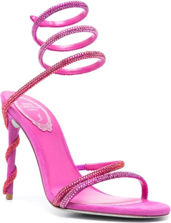 René Caovilla Margot 105mm leather sandals Pink