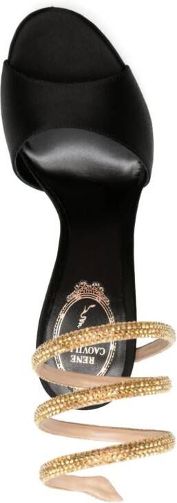 René Caovilla Margot 125mm crystal leather sandals Black